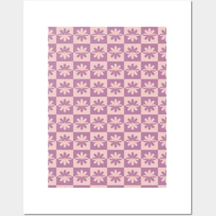 Retro Floral Pattern - Purple 2 Posters and Art